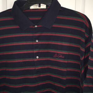 Blue green & red Stripe Sea Island Resort Golf Polo Shirt XL Mens cotton